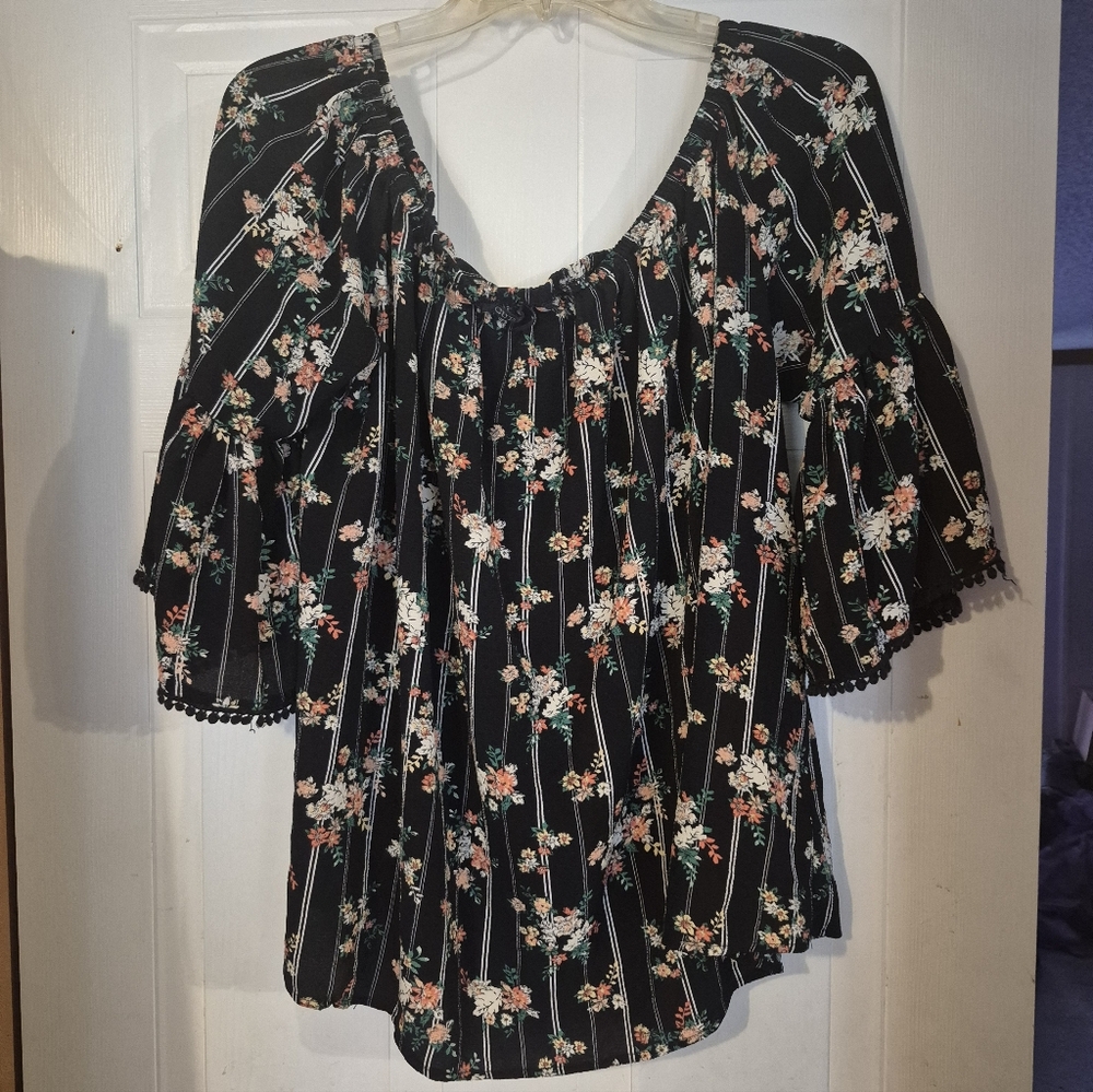 Floral Black Women's Top